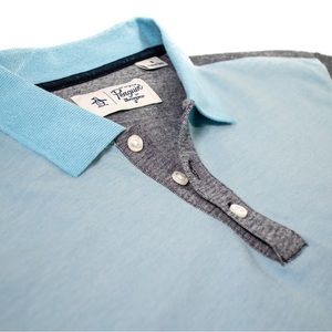 PENGUIN Blue and Gray Polo Shirt [Medium]